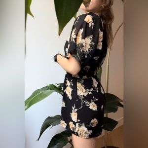 Chic floral black romper